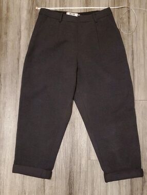 Acne Black Wool-Blend Trousers Rolled Hem Cropped Unisex Avant Garde Archival